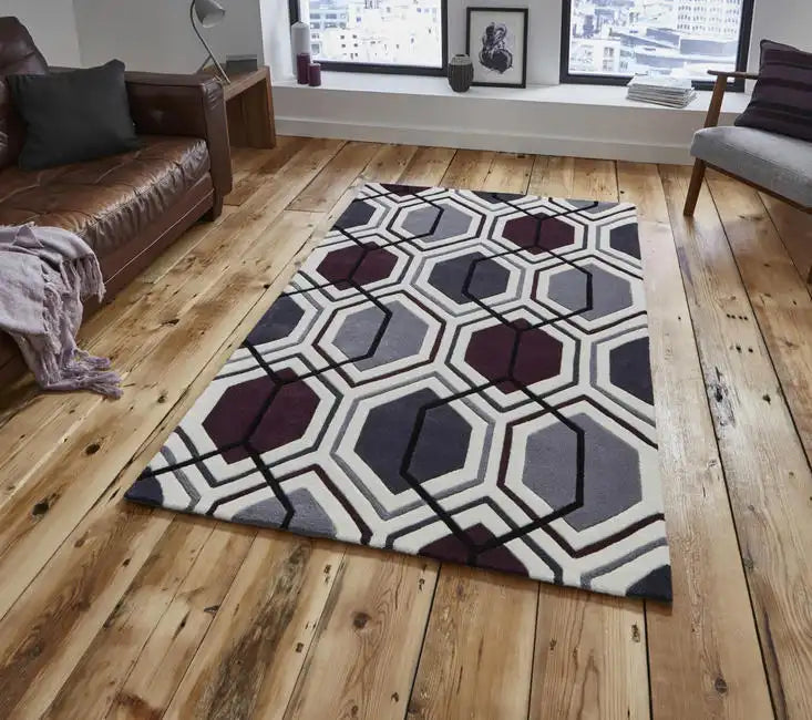 HK 7526 Cream Dark Purple Rug RS