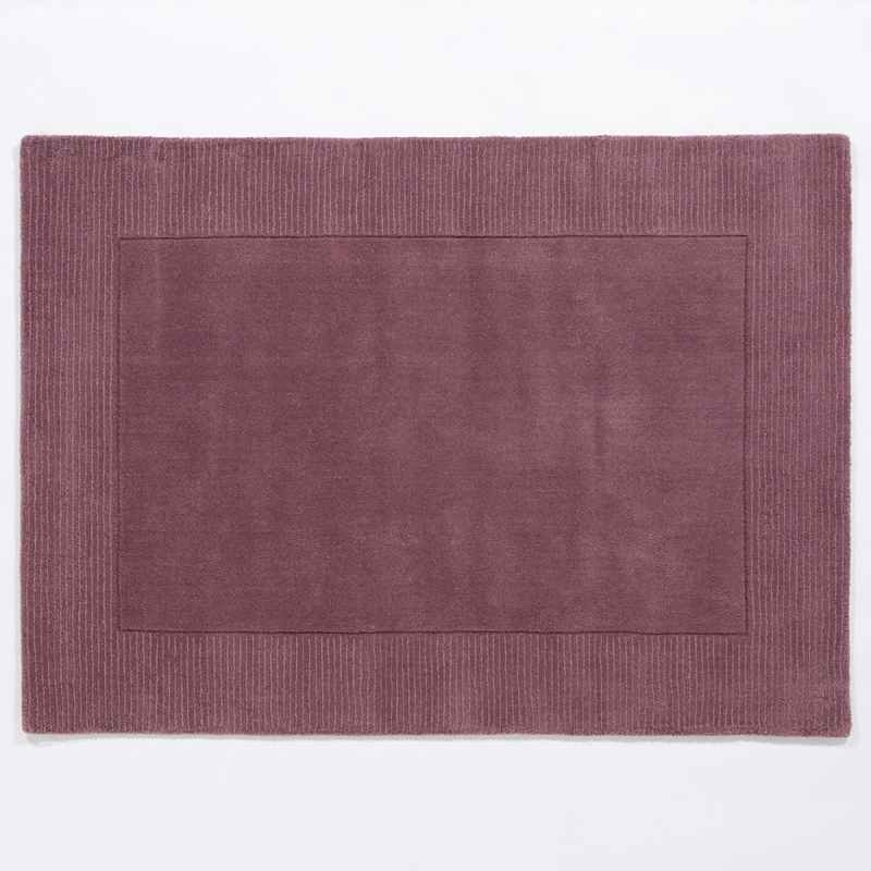 Esme Mayfair Plain Carved Wool Rugs in Mauve Purple