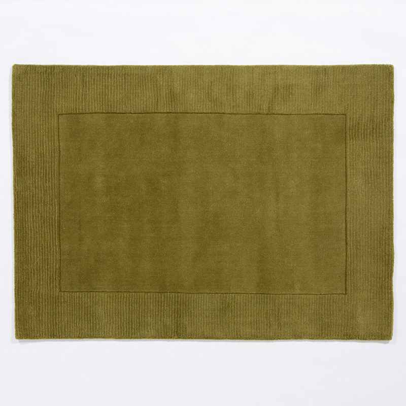 Esme Mayfair Plain Carved Wool Rugs in Olive Green
