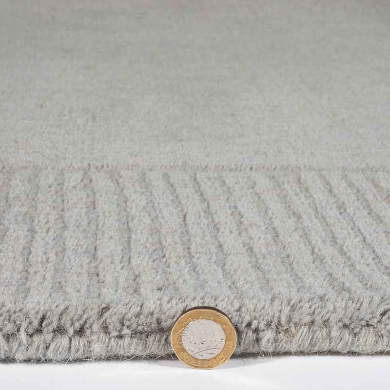 Esme Mayfair Plain Carved Wool Rugs in Silver Grey