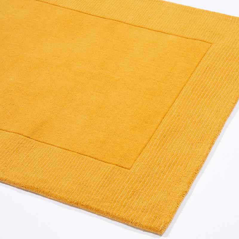 Esme Mayfair Carved Wool Runner Rugs in Ochre Yellow