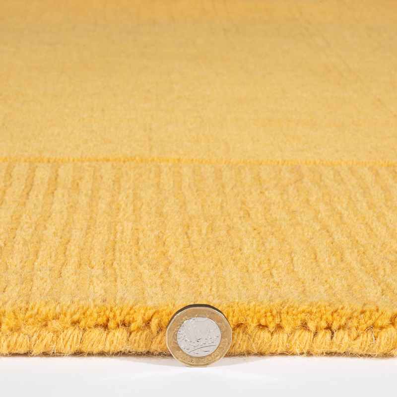 Esme Mayfair Carved Wool Runner Rugs in Ochre Yellow