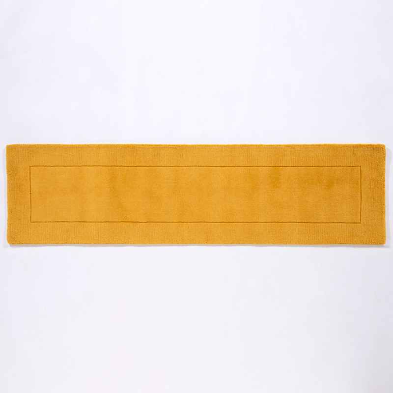 Esme Mayfair Carved Wool Runner Rugs in Ochre Yellow