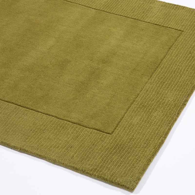 Esme Mayfair Carved Wool Runner Rugs in Olive Green