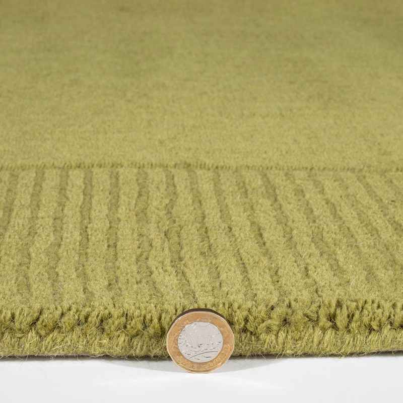 Esme Mayfair Carved Wool Runner Rugs in Olive Green