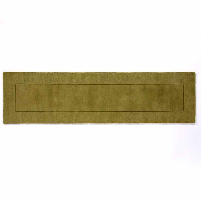 Esme Mayfair Carved Wool Runner Rugs in Olive Green
