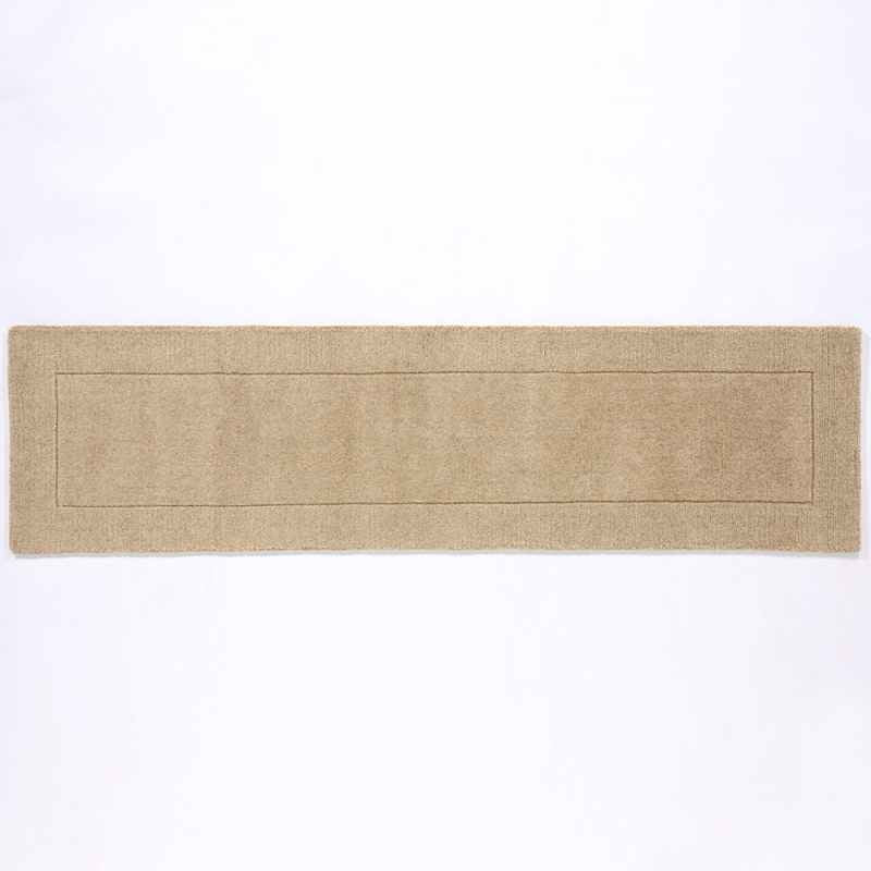 Esme Mayfair Carved Wool Runner Rugs in Stone Beige