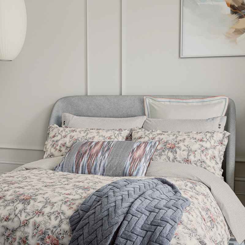 Estelle Ikat Cushion by Bedeck of Belfast in Chambray Pink
