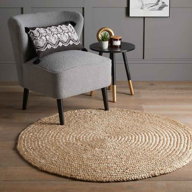 Heaton Circular Round Jute Rugs in Naturelle