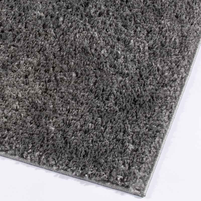 Larissa Washable Plain Shaggy Runner Rug in Charcoal Grey
