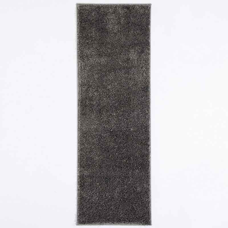 Larissa Washable Plain Shaggy Runner Rug in Charcoal Grey