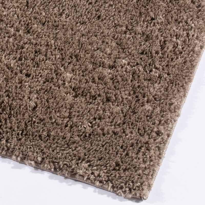 Larissa Washable Plain Shaggy Runner Rug in Chocolate Brown
