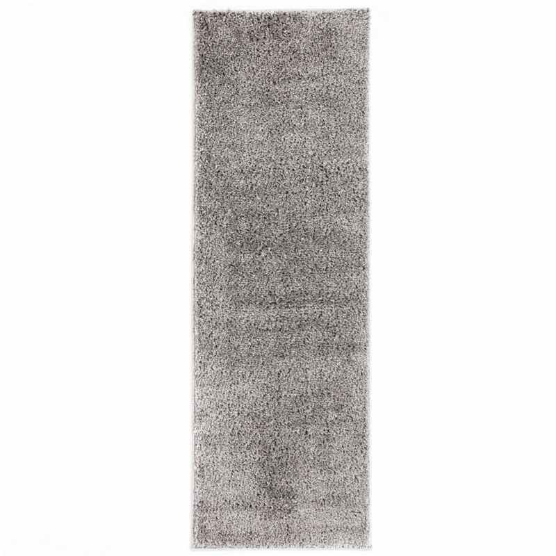 Larissa Washable Plain Shaggy Runner Rug in Ghost Grey