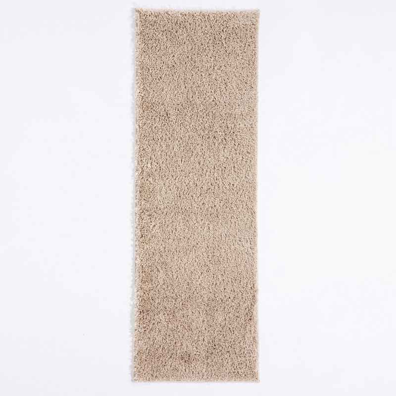 Larissa Washable Plain Shaggy Runner Rug in Stone Grey