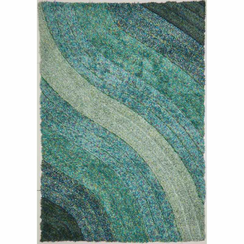 Lena 3D Shaggy Abstract Modern Rugs in Blue