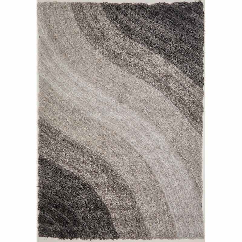 Lena 3D Shaggy Abstract Modern Rugs in Grey