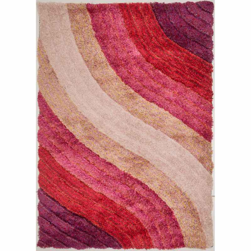 Lena 3D Shaggy Abstract Modern Rugs in Pink