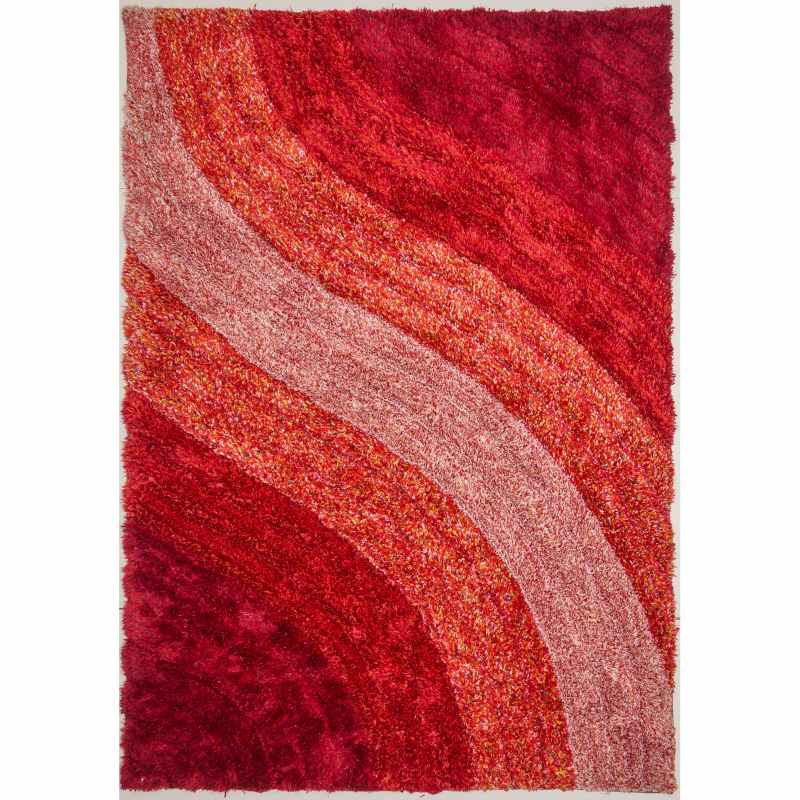 Lena 3D Shaggy Abstract Modern Rugs in Red