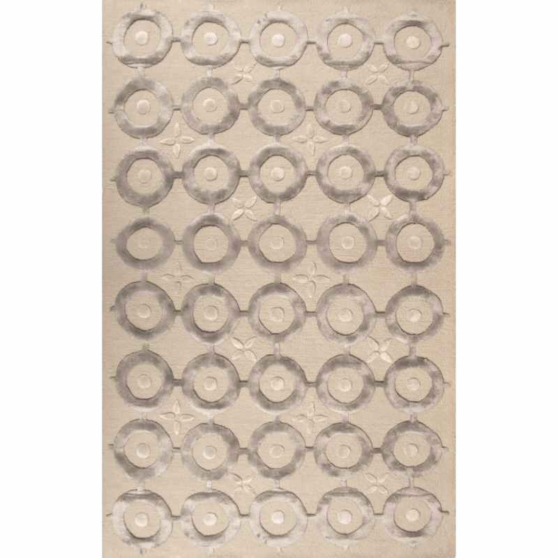 Madoka Geometric Wool Rug By William Yeoward in Cloud Grey