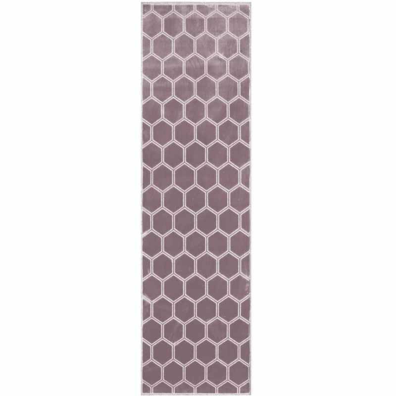 Manipur Geometric Runner Rug in Amethyst Purple By Designers Guild