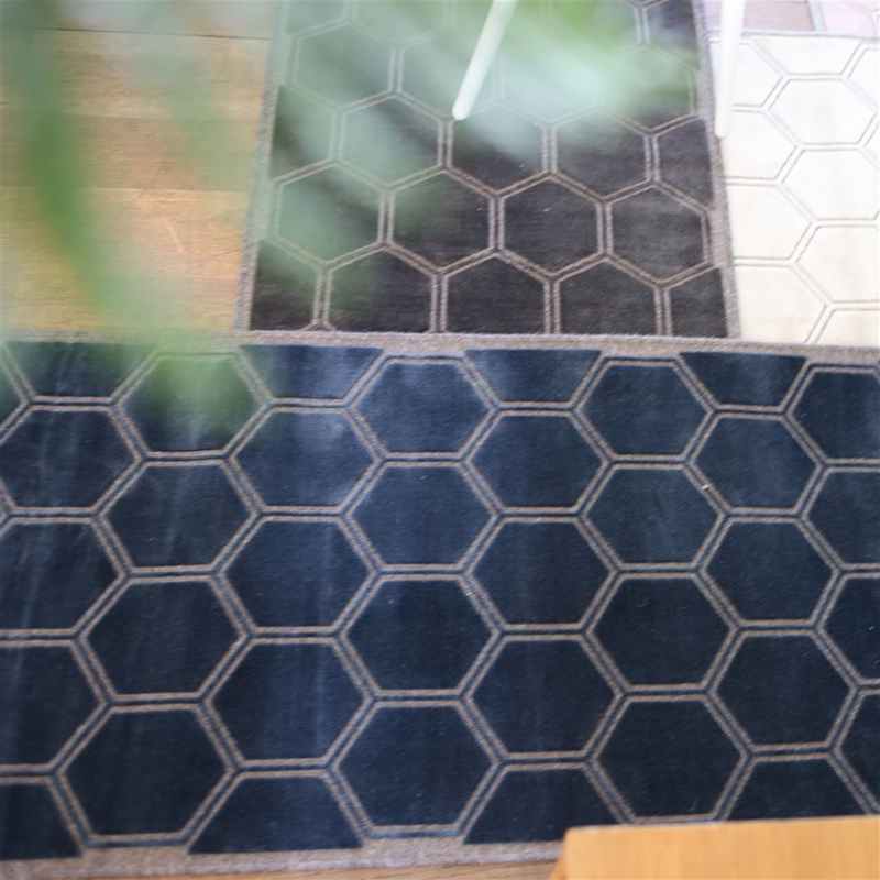 Manipur Geometric Runner Rug in Delft Blue By Designers Guild