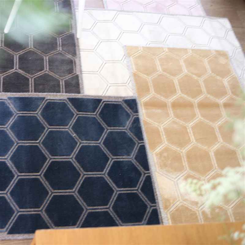 Manipur Geometric Runner Rug in Delft Blue By Designers Guild