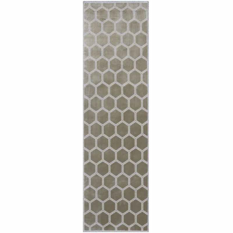 Manipur Geometric Runner Rug in Dove Grey By Designers Guild