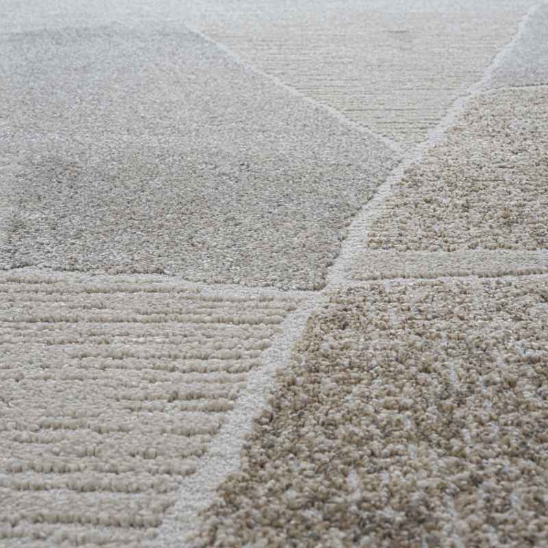 Milano Pebble Shape 46038 6191 Abstract Rug in Beige Grey