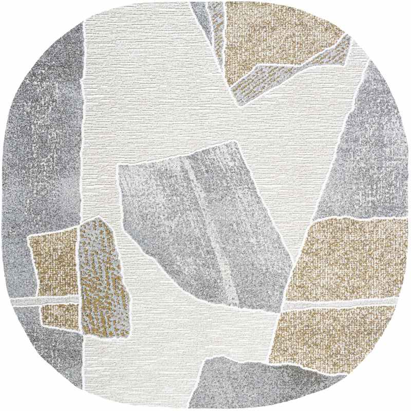 Milano Pebble Shape 46038 6191 Abstract Rug in Beige Grey