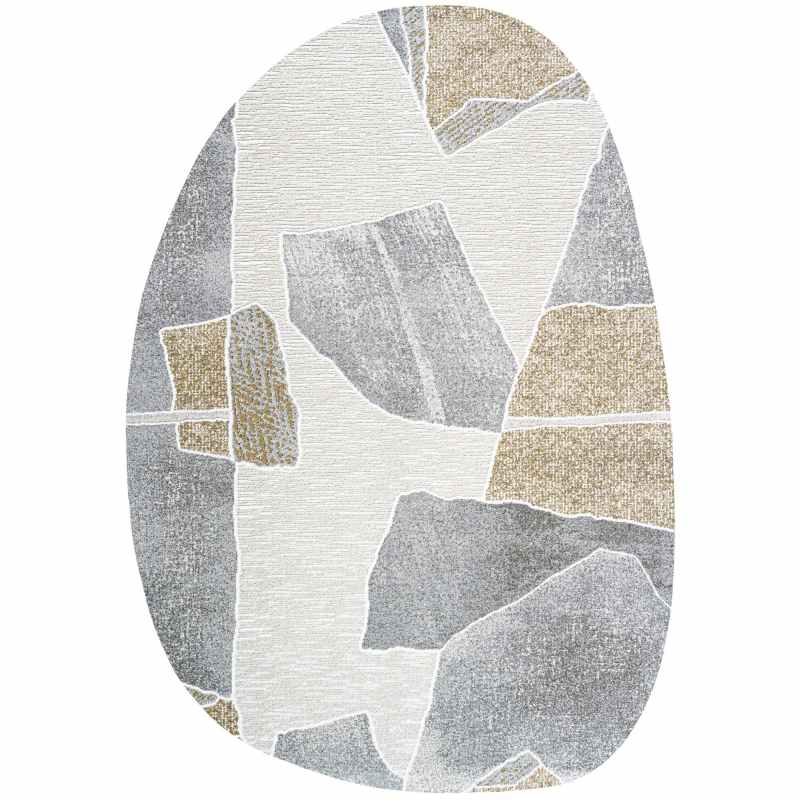 Milano Pebble Shape 46038 6191 Abstract Rug in Beige Grey
