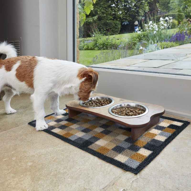 Neutral Squares Washable Doormats in Multi