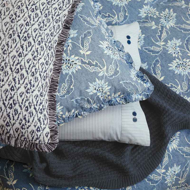 Miya Knit Throw by Bedeck of Belfast in Chambray Blue