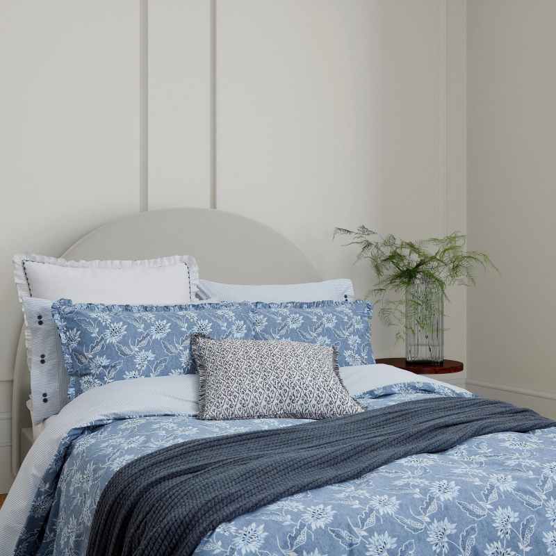 Miya Knit Throw by Bedeck of Belfast in Chambray Blue