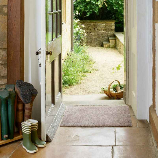 Multi Grip Washable Plain Doormat in Fawn Brown
