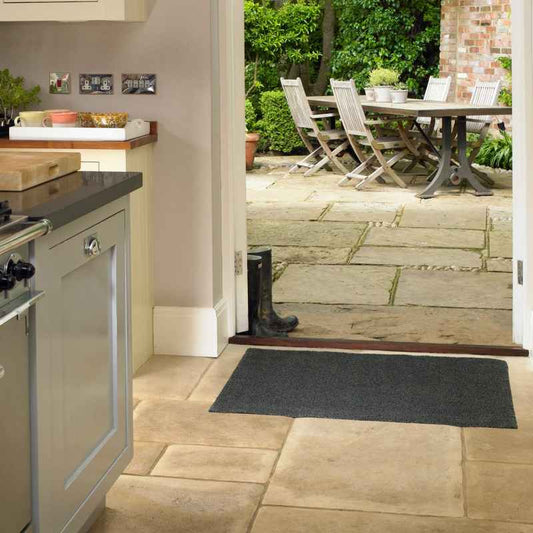 Multi Grip Washable Plain Doormat in Grey