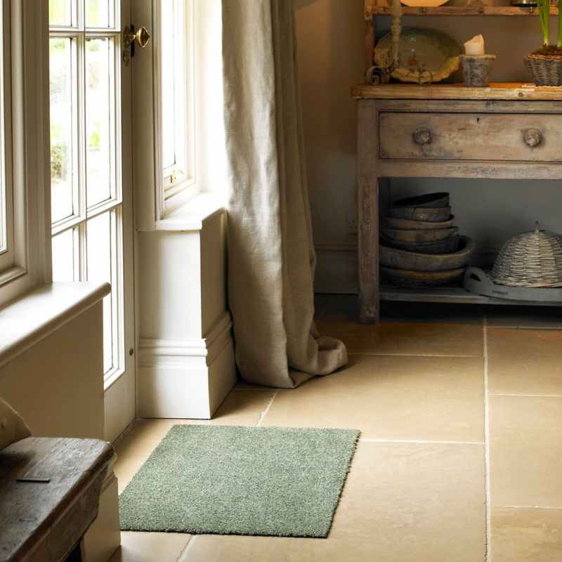 Multi Grip Washable Plain Doormat in Sage Green