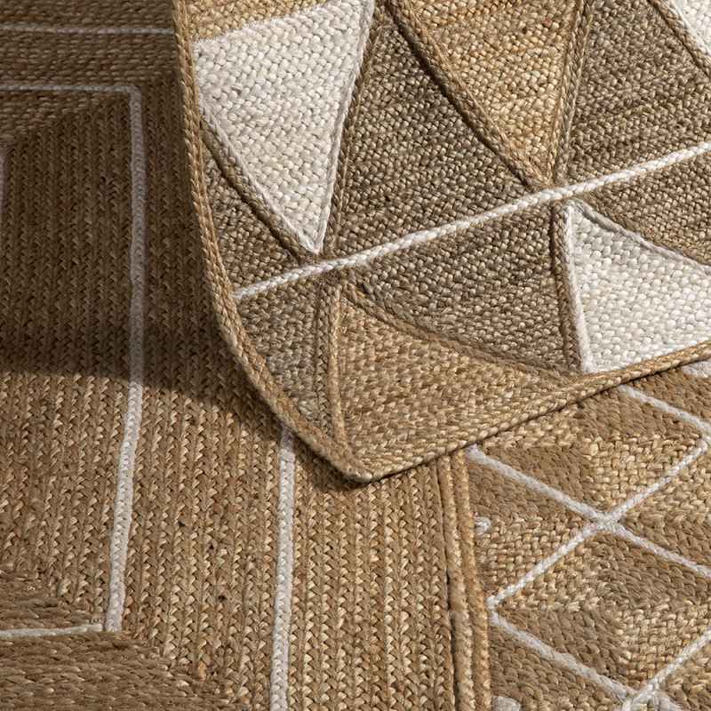 Natural Geometric Prestbury Hand Braided Jute Rug in Natural