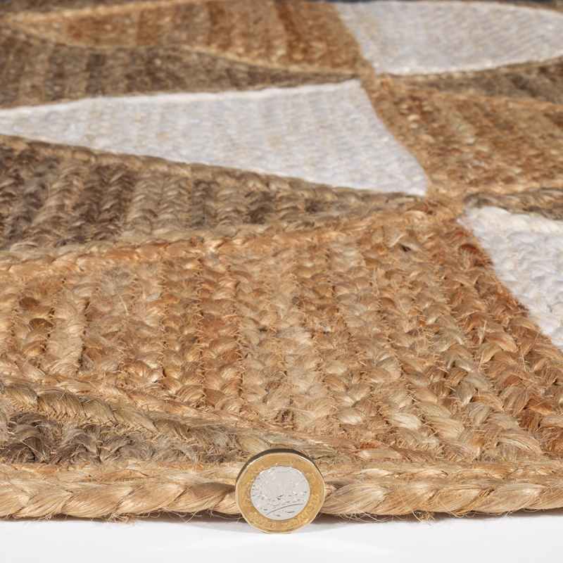 Natural Geometric Prestbury Hand Braided Jute Rug in Natural
