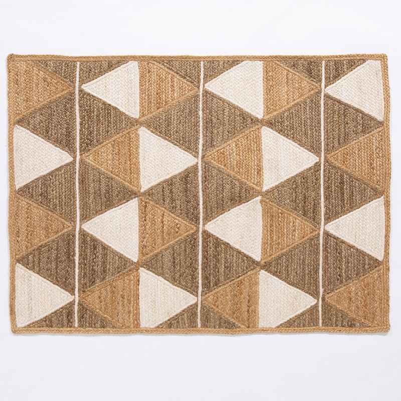 Natural Geometric Prestbury Hand Braided Jute Rug in Natural