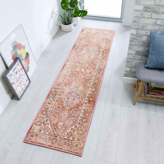 Nova 8879 Traditional Runner Rugs in Terracotta Orange