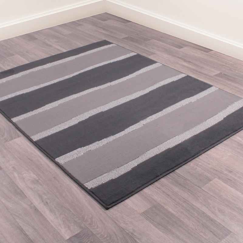 Nova Stripe Modern Rugs in Grey