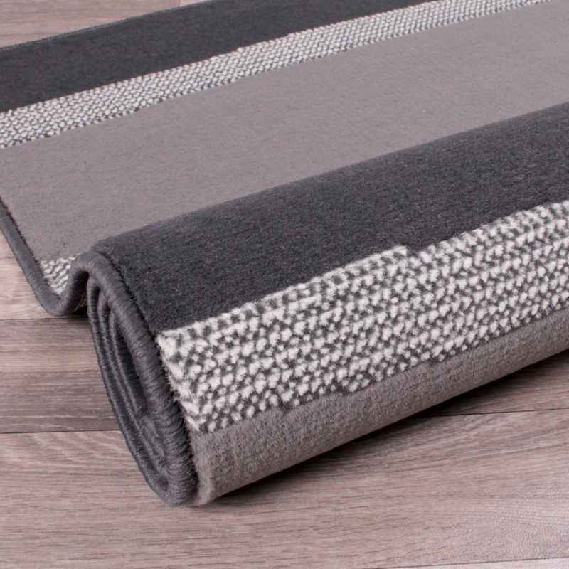 Nova Stripe Modern Rugs in Grey