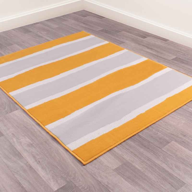 Nova Stripe Modern Rugs in Ochre Yellow