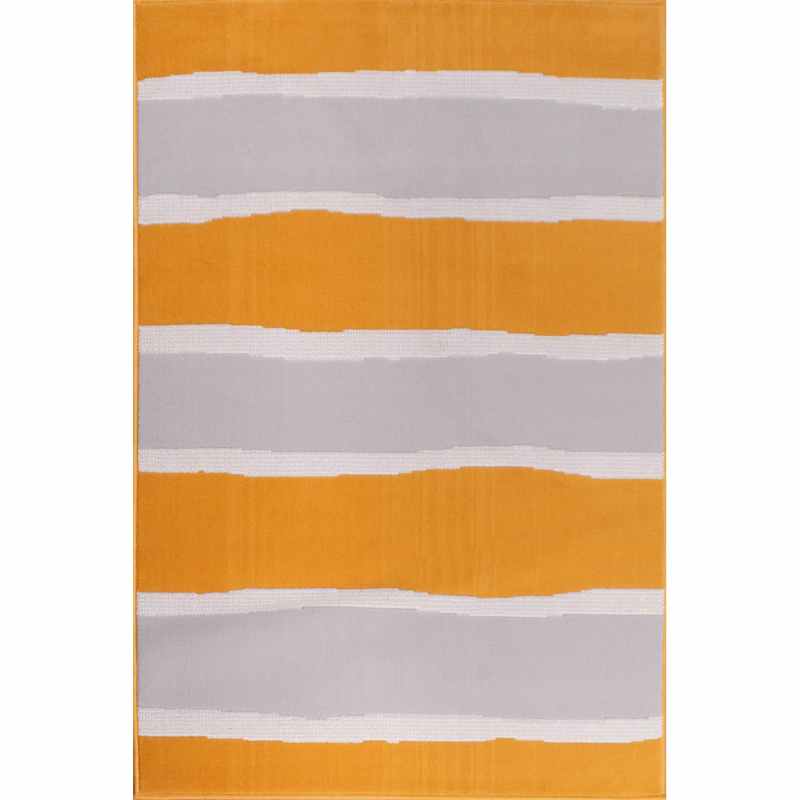 Nova Stripe Modern Rugs in Ochre Yellow