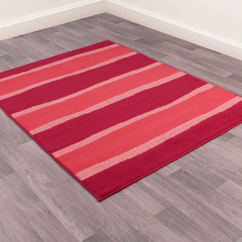 Nova Stripe Modern Rugs in Red