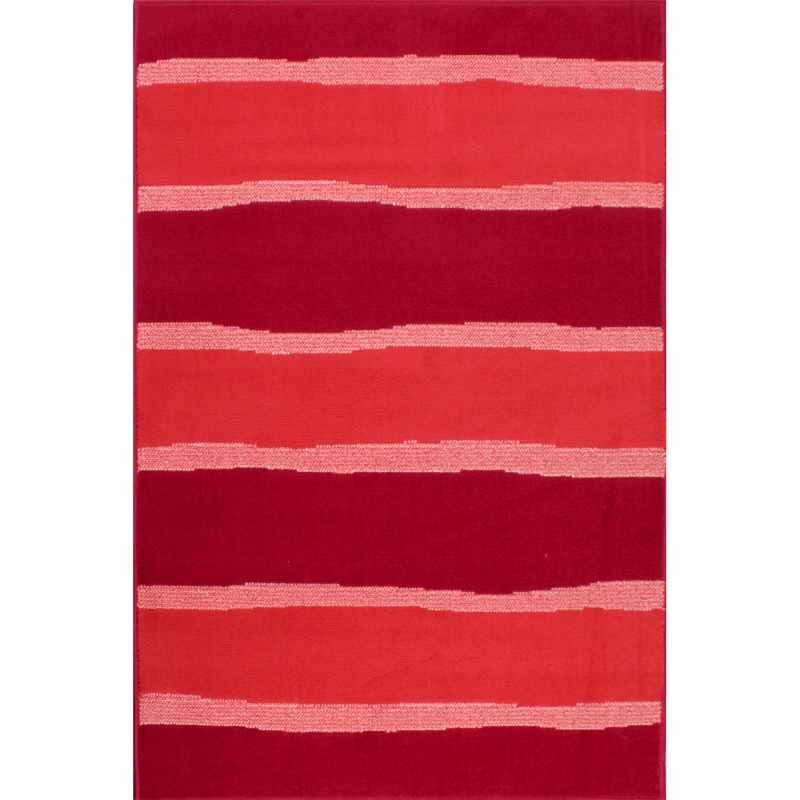 Nova Stripe Modern Rugs in Red