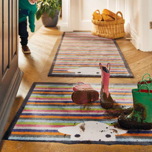 Hug Rug Herdy Peep Stripe Washable Doormat in Multi