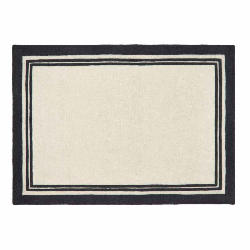 Origins Piper Plain Border Wool Rugs in Monochrome