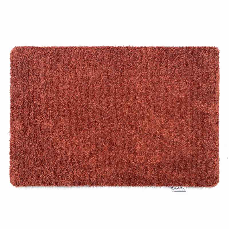 Plain Fleck Washable Hug Rug Doormat in Terracotta
