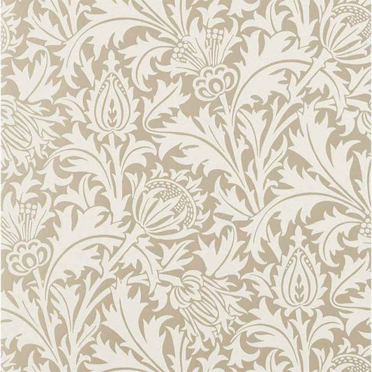 Pure Thistle Beaded Wallpaper 216548 by Morris & Co in Gilver